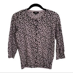 PREMISE Lavender Black Animal Print Cardigan PM